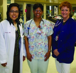 At Howard County General Hospital in Columbia Md one medical emergency team includes from left hospitalist Kendra K Kay ACP Member respiratory therapist Cynthia Lilley and ICU nurse Karen Gme